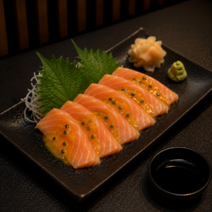 Sashimi de Salmão ao molho de Maracujá (uni.)