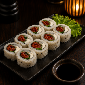 Uramaki Tomate Seco e Rúcula (5uni)